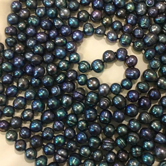 Vintage Peacock Pearls Necklace Endless Strand 99 inches Long - Picture 10 of 12